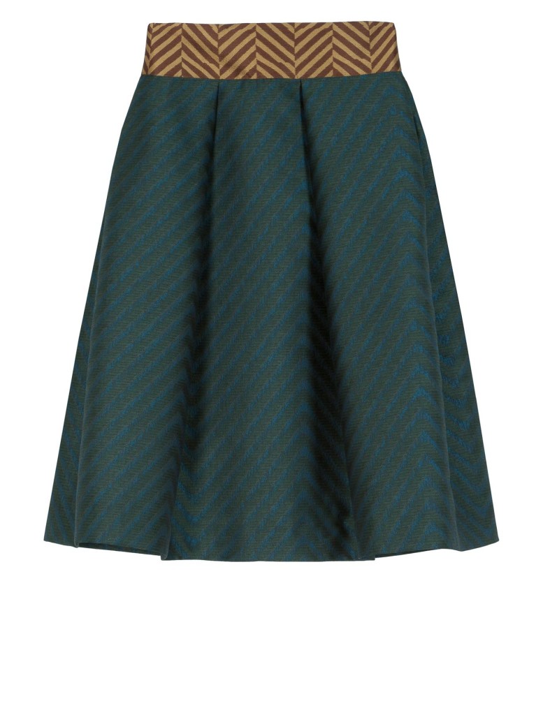 Flared skirt with contrast belt, 100% polyester, high-waisted, unlined, Max&amp;Co, 127 euros.
