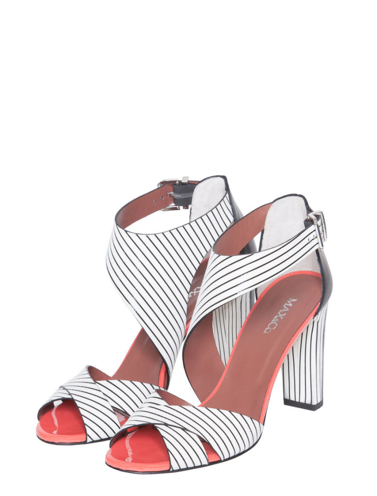 Leather sandals "Accetto" with straps in black and white look, "made in Italy", Max&Co., 145 euros (reduced).